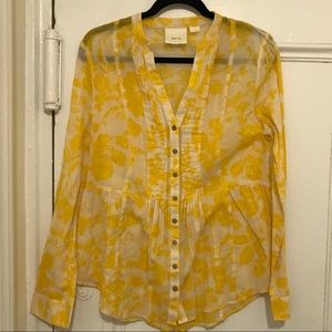 Yellow Floral Anthropologie top